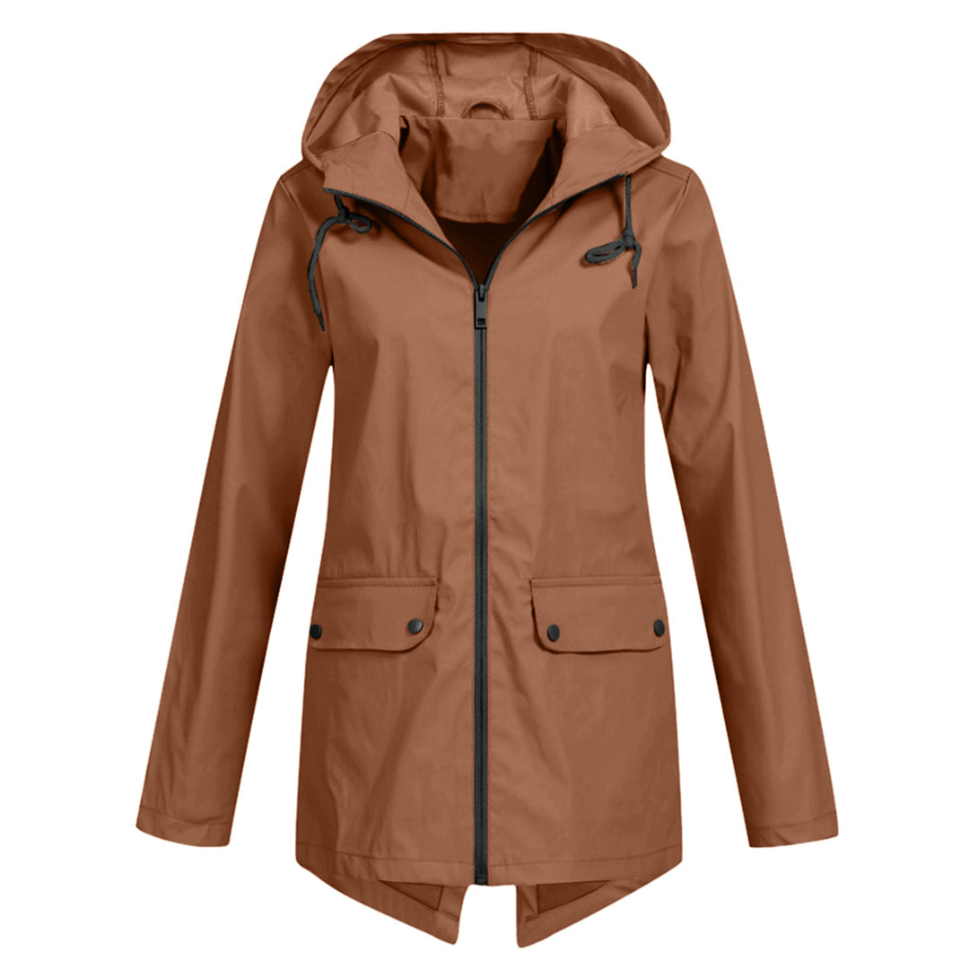 Manteau de pluie femme – Veste longue élégante avec capuche imperméable