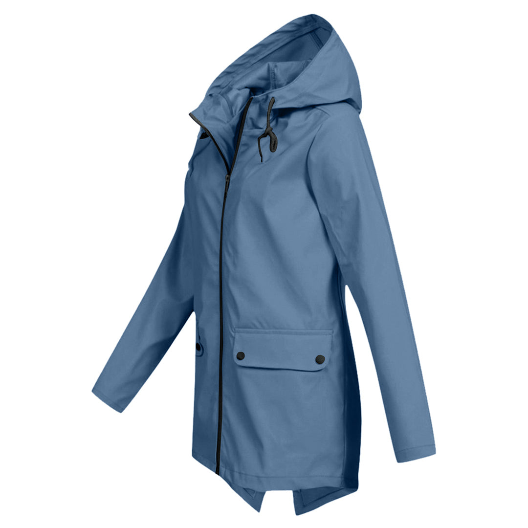 Manteau de pluie femme – Veste longue élégante avec capuche imperméable