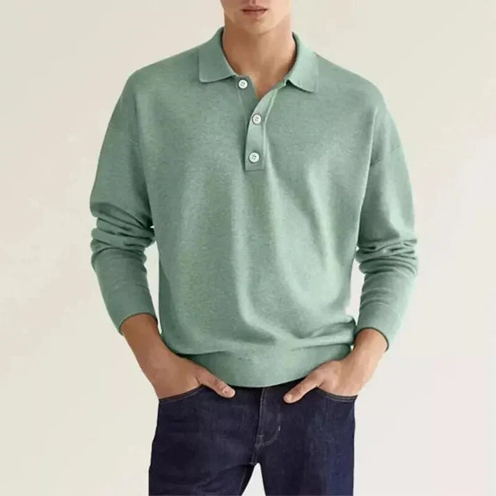 Polo à manches longues homme – T-shirt élégant en coton doux et confortable