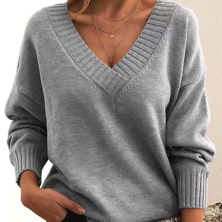 Pull en cachemire femme – Pull en tricot décolleté V élégant et confortable