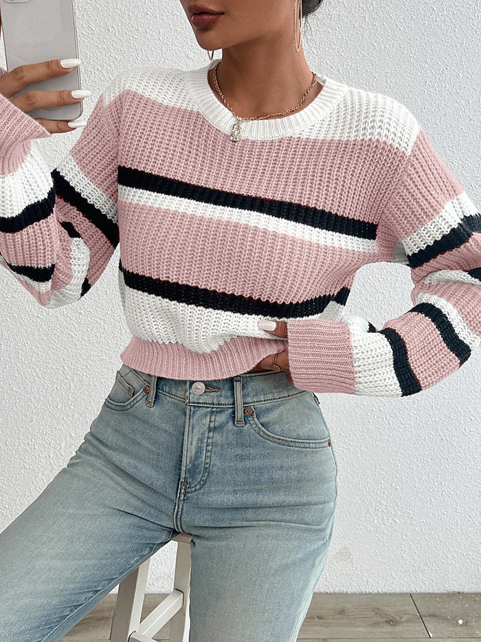 Pull en tricot femme – Pull col rond doux et élégant pour l'hiver