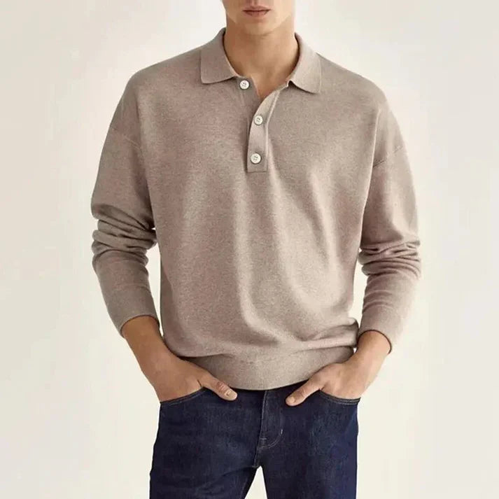 Polo à manches longues homme – T-shirt élégant en coton doux et confortable