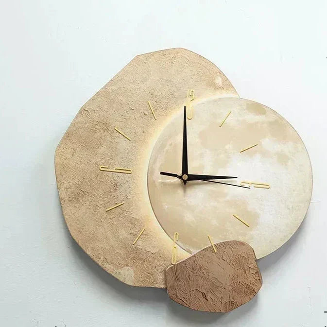 Horloge Murale en Bois – Décor Aesthétique Bureau avec Lampe USB Moderne