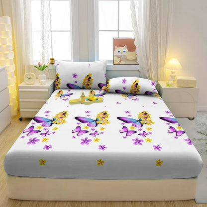 Draps de luxe motif papillon – Literie douce élégante pour chambre à coucher