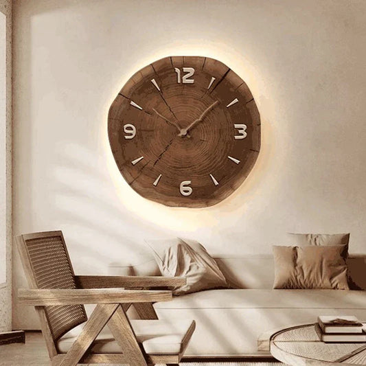 Horloge Murale Bois Naturel – Décoration Élégante pour Maison et Bureau