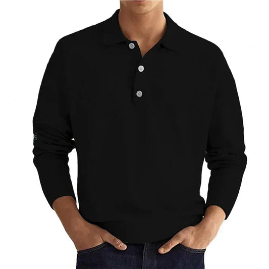 Polo à manches longues homme – T-shirt élégant en coton doux et confortable