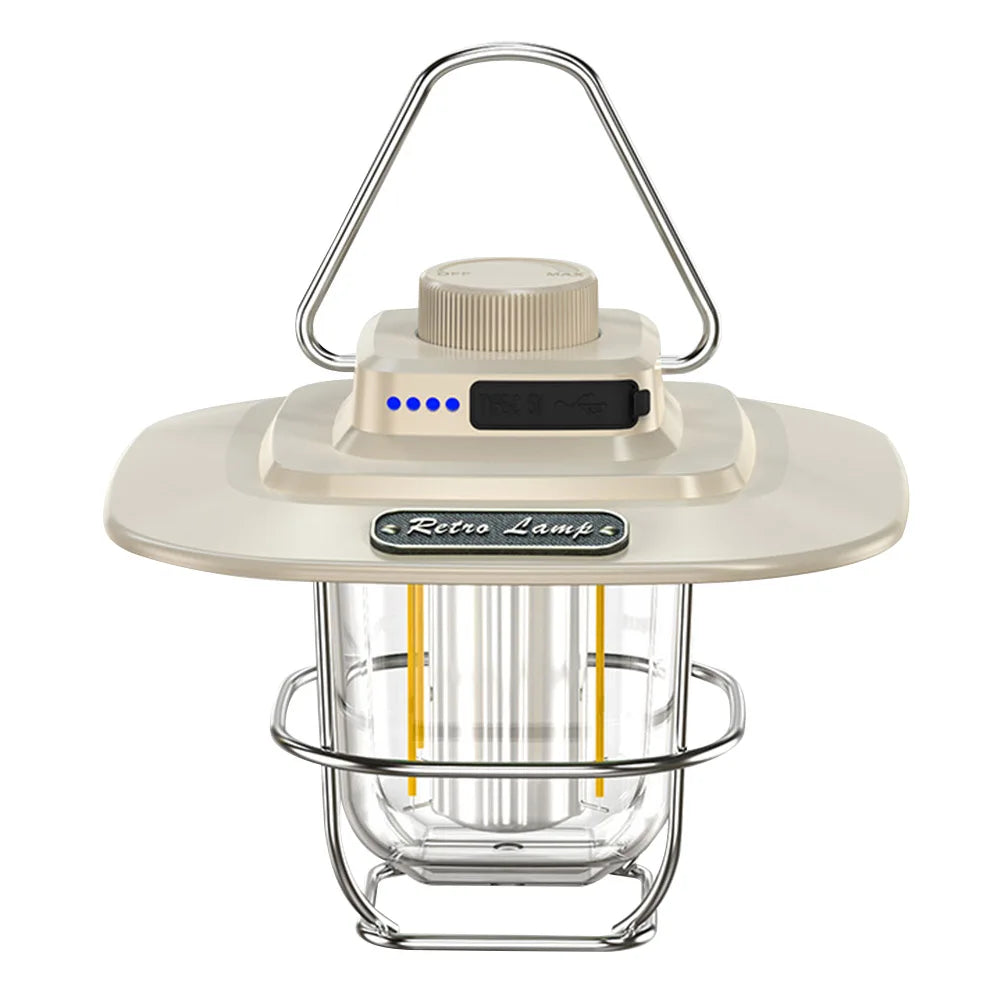 Lampe de camping portable – Éclairage vintage élégant et durable pour plein air