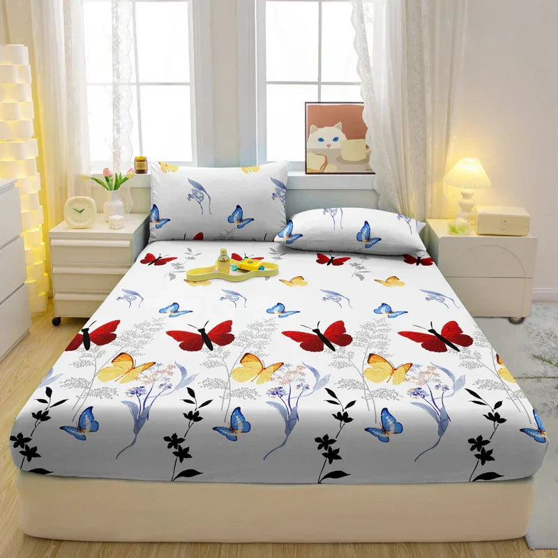 Draps de luxe motif papillon – Literie douce élégante pour chambre à coucher