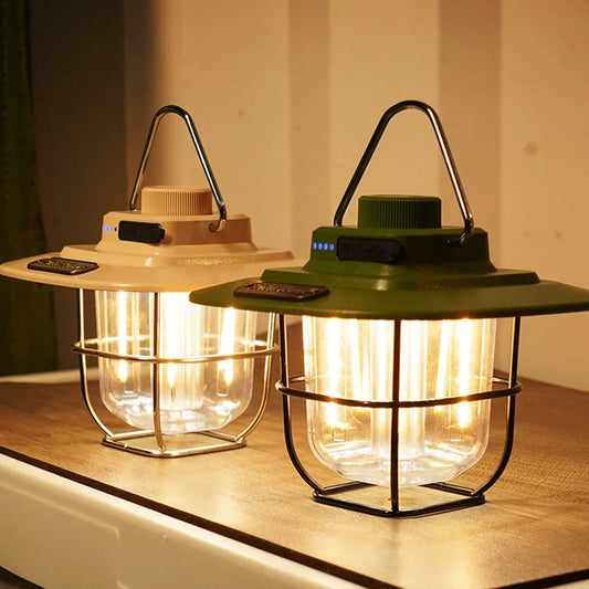 Lampe de camping portable – Éclairage vintage élégant et durable pour plein air