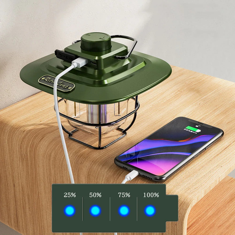 Lampe de camping portable – Éclairage vintage élégant et durable pour plein air