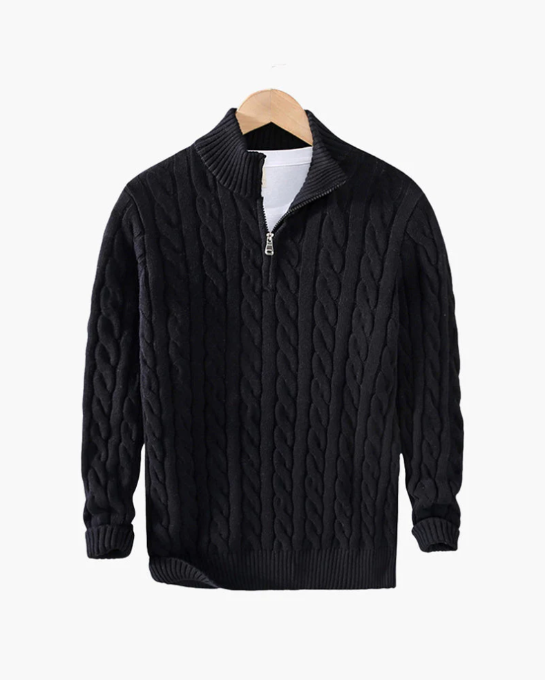 Pull homme décontracté tricoté – Pull demi-zip élégant en maille douce