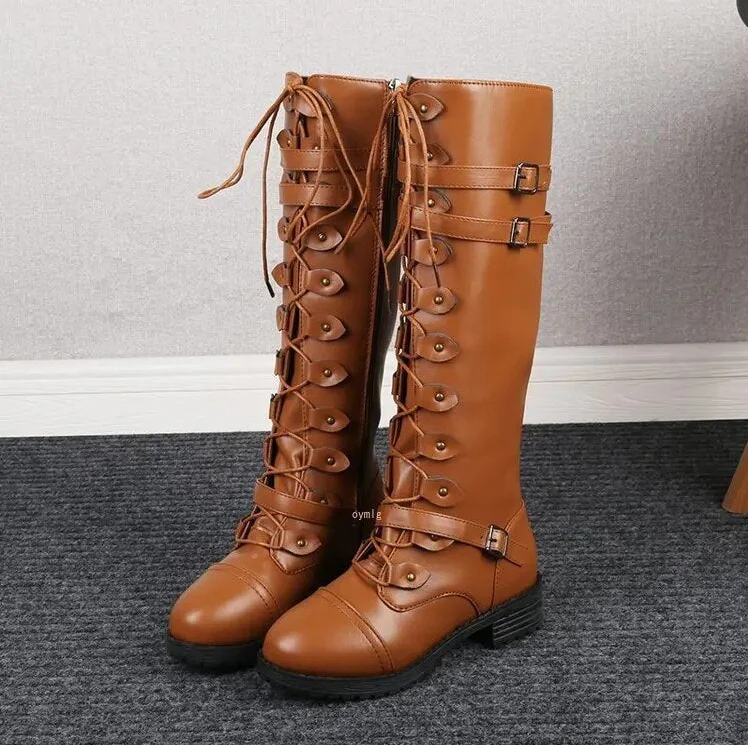 Bottes rétro à lacets femme – Chaussures élégantes avec boucle pour style vintage