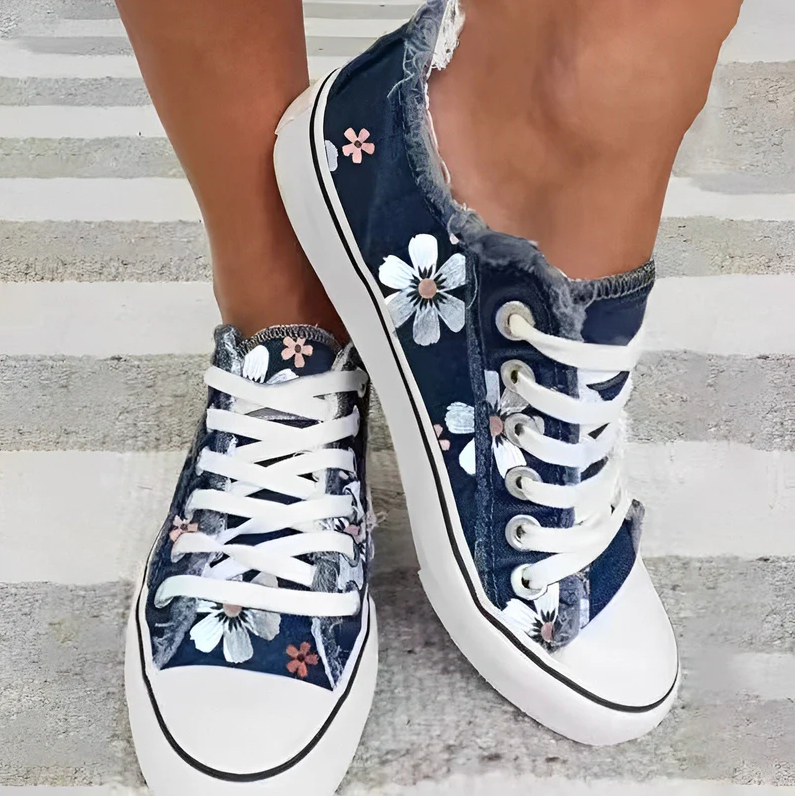 Baskets femme denim – Baskets floral chic et tendance