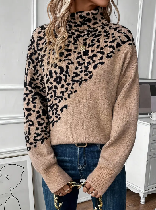 Pull en tricot femme – Pull léopard chic et confortable