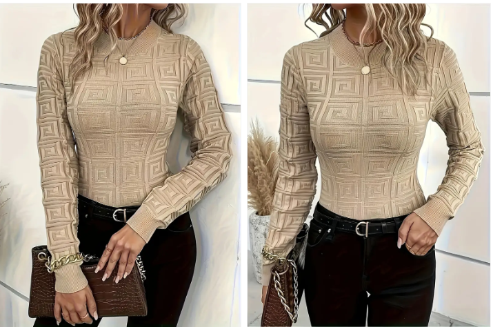 Pull en tricot élégant – Haut chic avec motif tendance