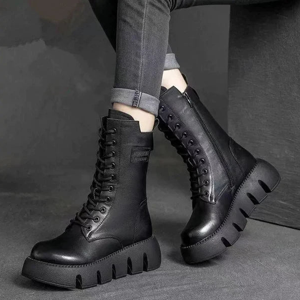 Bottes à la mode femme – Bottes tendance en cuir pour automne hiver