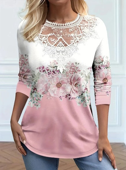 Blouse élégante femme – Blouse en dentelle florale chic et raffinée