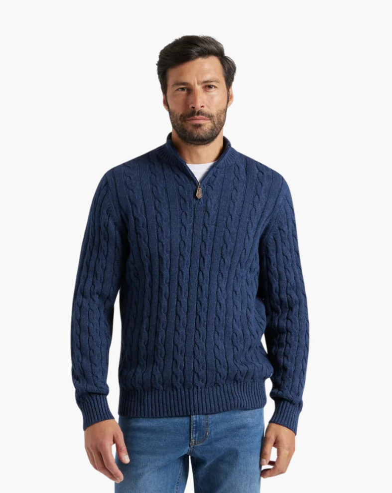 Pull homme décontracté tricoté – Pull demi-zip élégant en maille douce