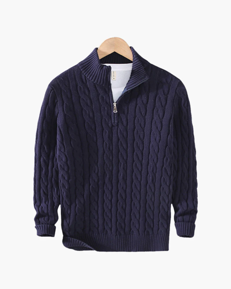 Pull homme décontracté tricoté – Pull demi-zip élégant en maille douce