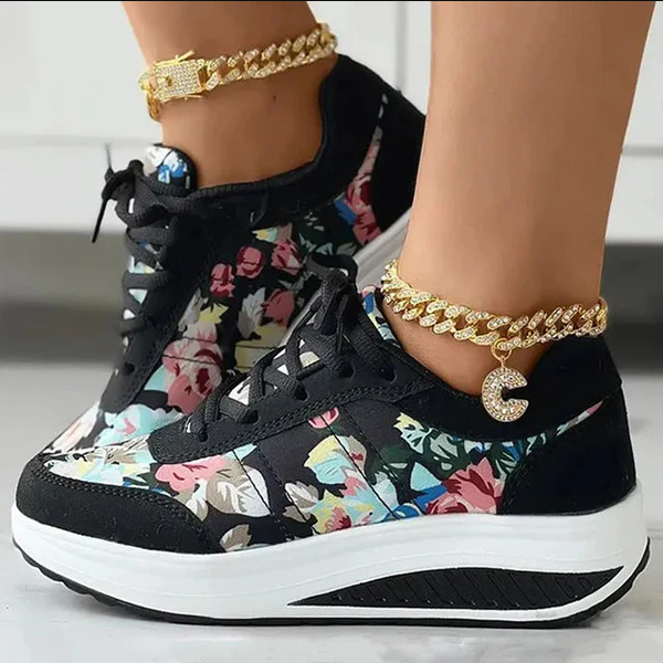 Chaussures toile femme – Baskets florales légères et tendance