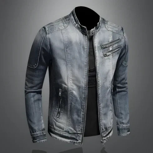 Veste en jean homme – Veste décontractée avec fermeture éclair et style moderne