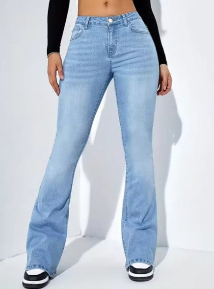 Pantalon évasé denim femme – Jean chic taille haute pour look décontracté