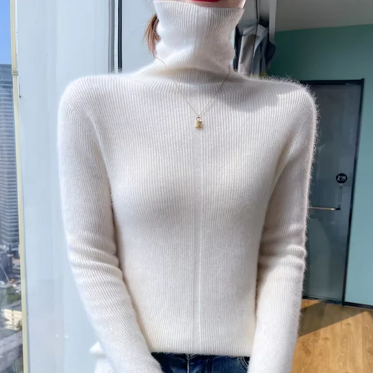 Pull en laine et cachemire femme – Col roulé chic et confortable