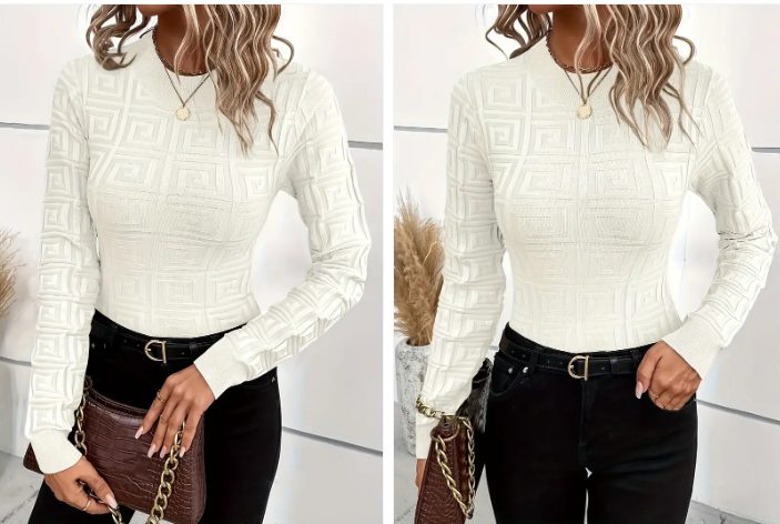 Pull en tricot élégant – Haut chic avec motif tendance