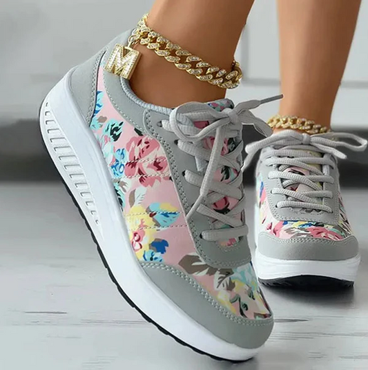 Chaussures toile femme – Baskets florales légères et tendance