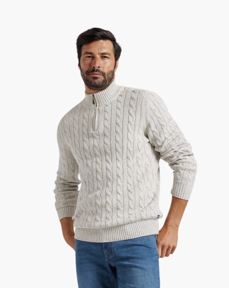 Pull homme décontracté tricoté – Pull demi-zip élégant en maille douce