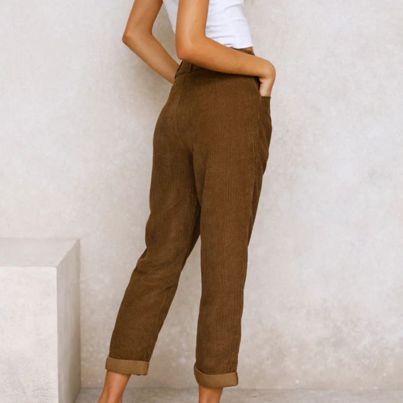 Pantalon velours décontracté femme – Pantalon chic et confortable pour toutes occasions