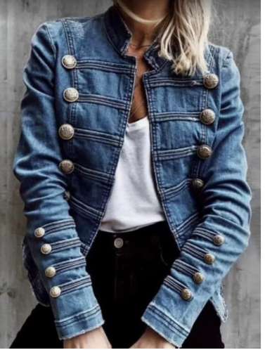 Veste en jean femme – Veste vintage en coton chic et décontractée