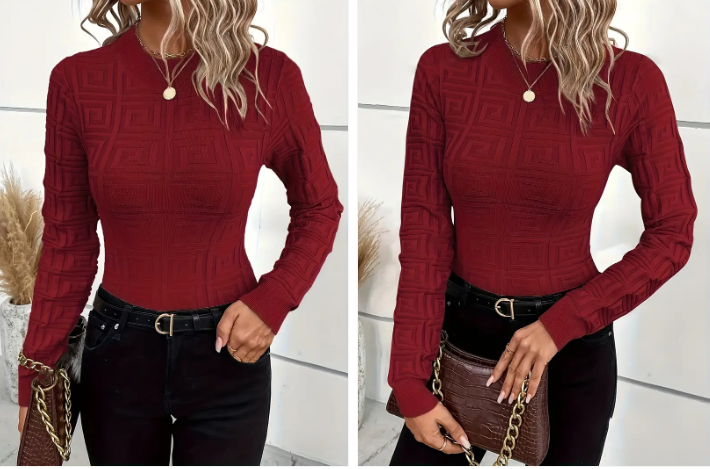 Pull en tricot élégant – Haut chic avec motif tendance