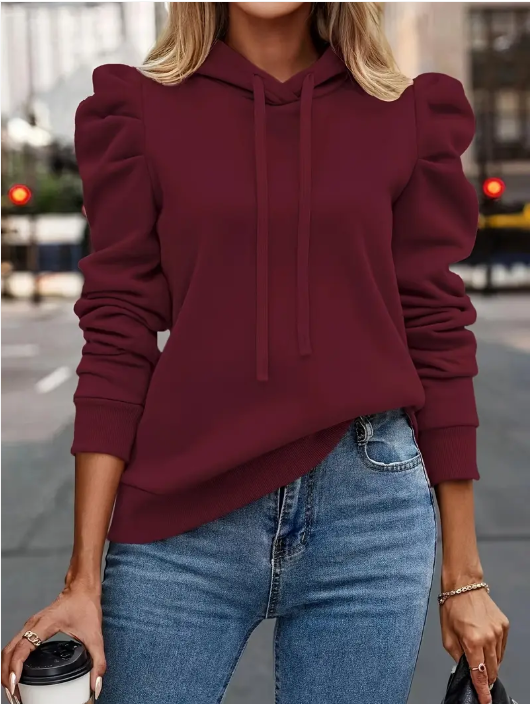 Sweat à capuche femme – Coton doux avec manches bouffantes élégantes