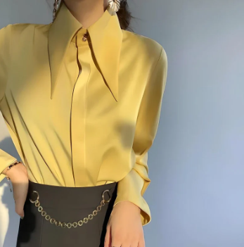 Blouse satin élégante femme – Top chic à manches longues pour soirée