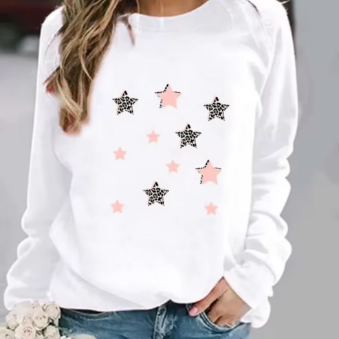 Pull en coton graphique – Sweat-shirt tendance avec impressions modernes