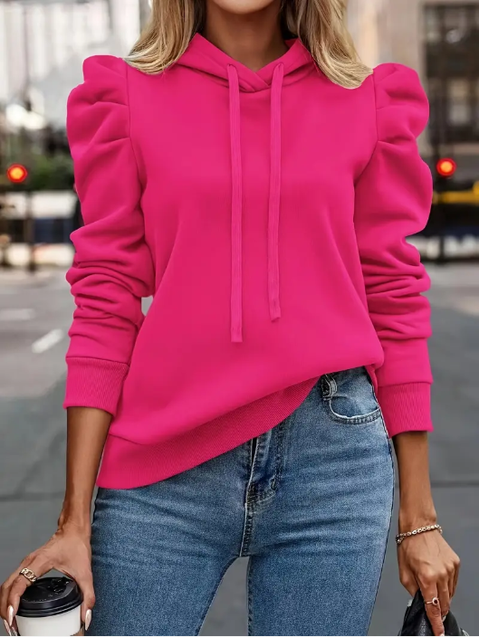 Sweat à capuche femme – Coton doux avec manches bouffantes élégantes