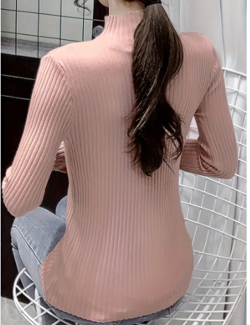 Top en tricot côtelé femme – Haut élégant et chic à manches longues