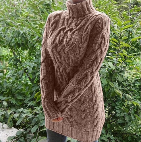 Pull en tricot au crochet – Pull femme élégant en laine pour hiver