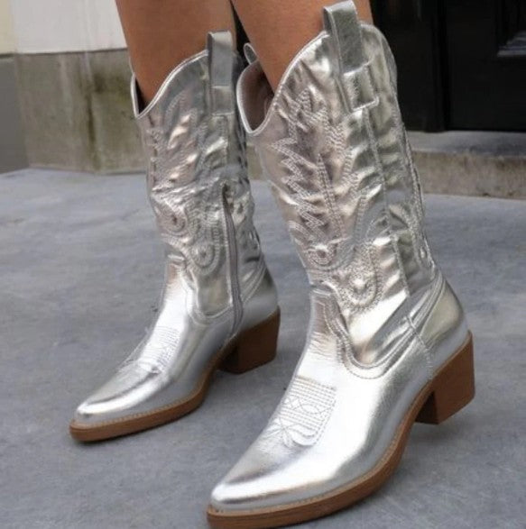 Sandales cowboy métalliques élégantes – Chaussures tendance femme pour sorties