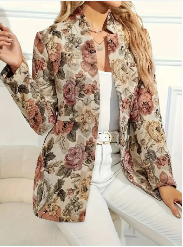 Veste vintage femme – Blazer fleuri élégant pour occasions spéciales