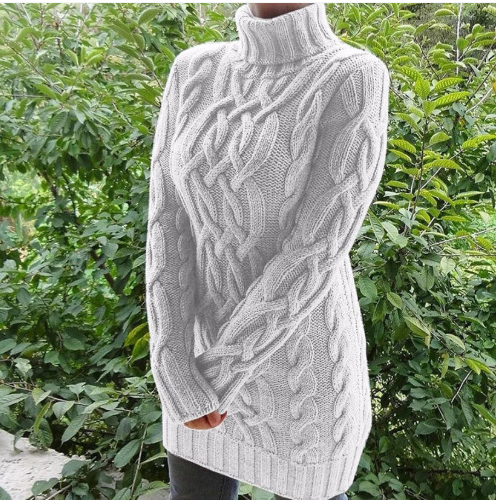 Pull en tricot au crochet – Pull femme élégant en laine pour hiver