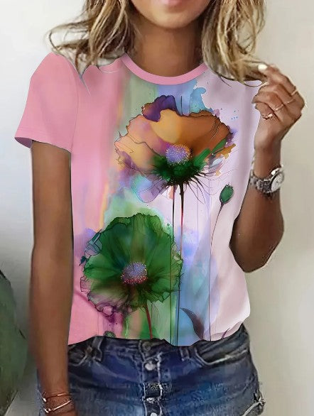 T-shirt créatif femme – T-shirt floral léger et tendance