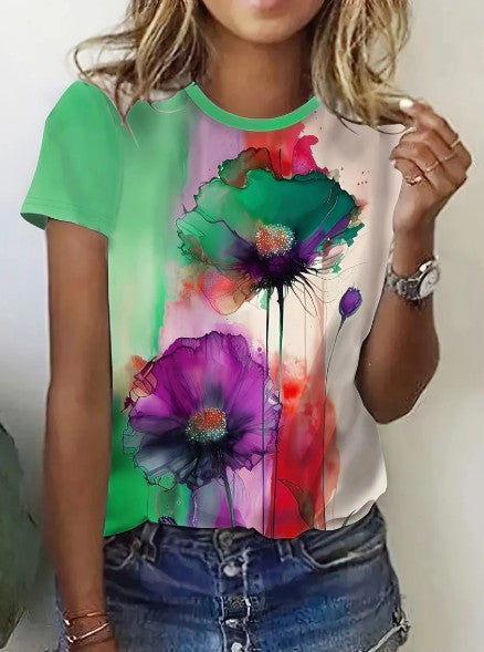 T-shirt créatif femme – T-shirt floral léger et tendance