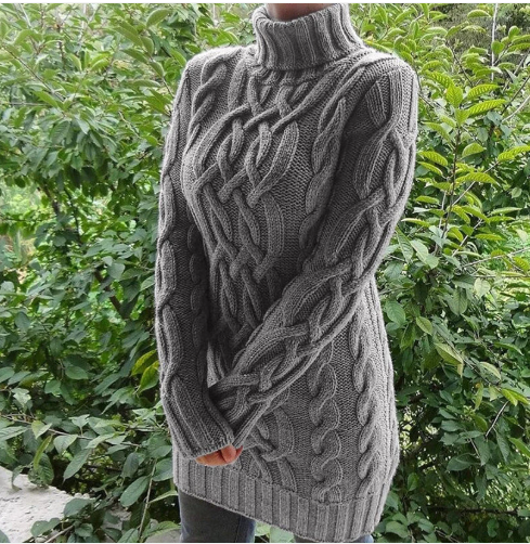 Pull en tricot au crochet – Pull femme élégant en laine pour hiver