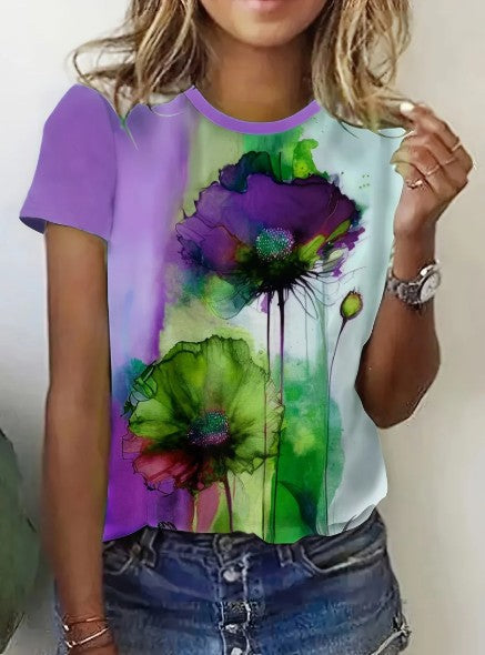 T-shirt créatif femme – T-shirt floral léger et tendance