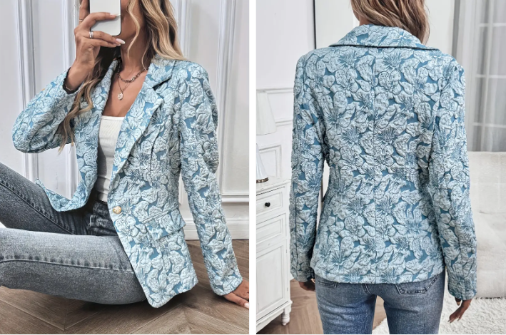 Blazer élégant femme – Veste à fleurs chic et légère