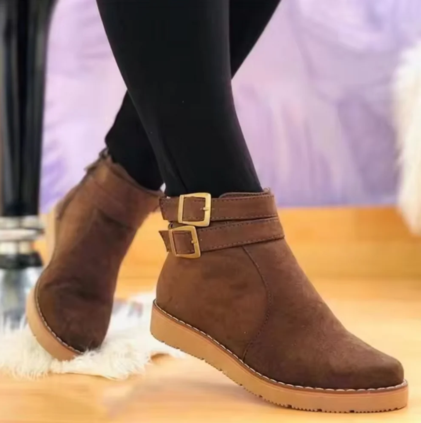 Bottes vintage femme – Bottes avec sangle à boucle élégante et confortable