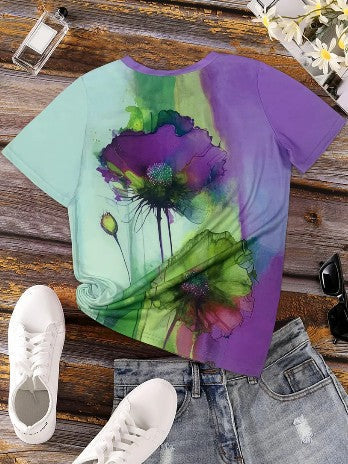 T-shirt créatif femme – T-shirt floral léger et tendance