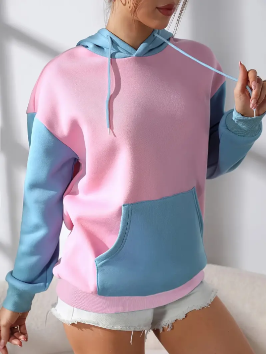 Sweat à capuche stylé – Vêtement décontracté avec design en blocs de couleurs